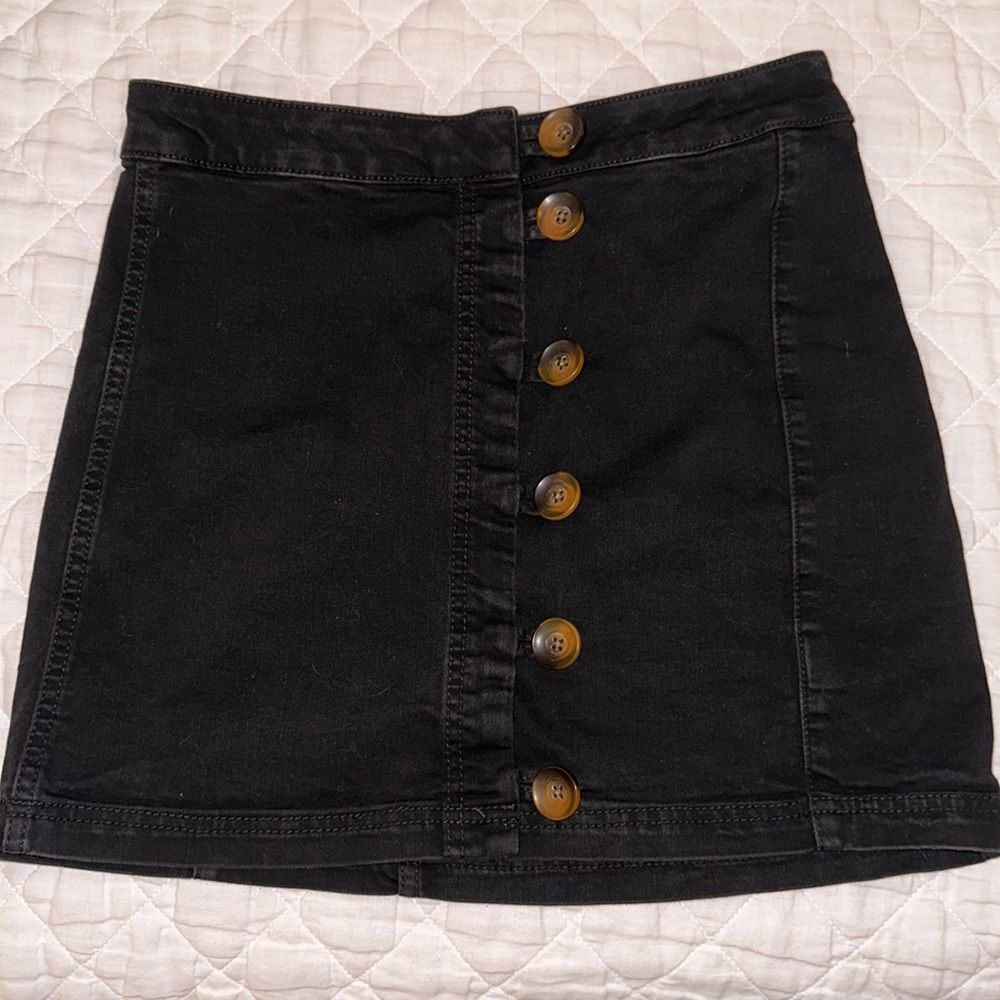 NWOT Free People Little Daisies Black Button-Front Mini Skirt Size 8 - Picture 4 of 12